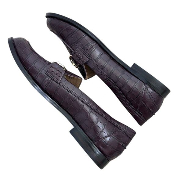 J. CREW Women's Classic Croc embossed Loafers Burgundy Brown -Size‎ 7.5 - Picture 3 of 5